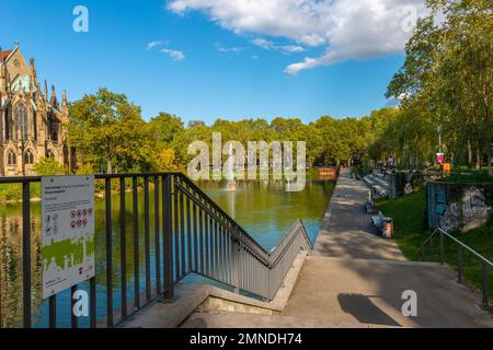 Lac et jardins Feuersee, Grünanlage, Feuerseeplatz, Stuttgart, Allemagne du Sud Banque D'Images