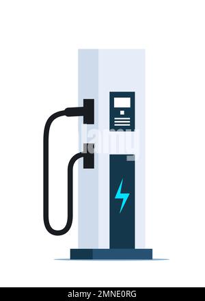 Station de charge pour voiture électrique. E-charge. Énergie verte ou concept écologique. Électricité éco nouvelle technologie pour les voitures de l'avenir. Illustration vectorielle Illustration de Vecteur