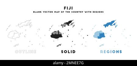 Carte des Fidji. Frontières des Fidji pour votre infographie. Forme vectorielle du pays. Illustration vectorielle. Illustration de Vecteur