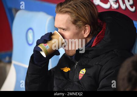 Naples, Italie. 29 janvier 2023. Ola Solbakken d'AS Roma pendant la série Un match entre SSC Napoli et AS Roma au Stadio Diego Armando Maradona Naples Banque D'Images