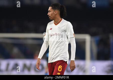 Naples, Italie. 29 janvier 2023. Chris Smalling de AS Roma pendant la série Un match entre SSC Napoli et AS Roma au Stadio Diego Armando Maradona Naples Banque D'Images