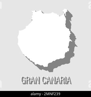 Résumé Gran Canaria, îles Canaries contour de forme isolée sur fond bleu, illustration vectorielle Banque D'Images