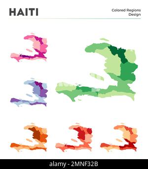 Collection de cartes Haïti. Frontières d'Haïti pour votre infographie. Régions de couleur. Illustration vectorielle. Illustration de Vecteur