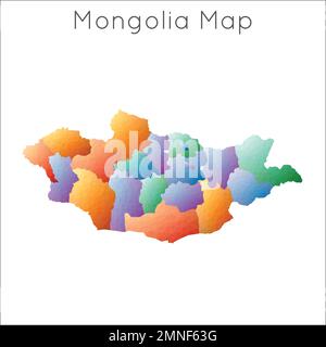 Carte poly basse de Mongolie. Mongolie polygonale géométrique, carte de style mosaïque. Illustration de Vecteur