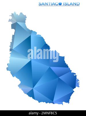 Carte vectorielle polygonale de l'île de Santiago. Îlot géométrique vibrant dans un style poly bas. Illustration rayonnante pour vos infographies. Illustration de Vecteur