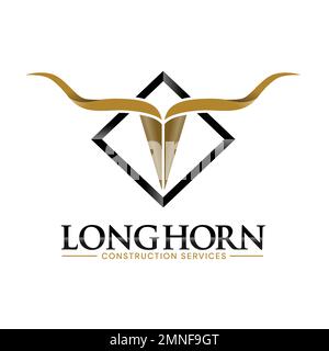 Logo Texas Longhorn Western Bull Construction Illustration de Vecteur