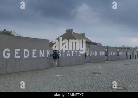 Entrée, Mémorial et musée du camp de concentration de Sachsenhausen, Oranienburg, Comté d'Oberhavel, Brandebourg, Allemagne Banque D'Images