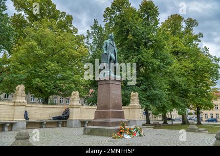 Schinkel Monument, Kirchplatz, Neuruppin, Ostprignitz-Ruppin District, Brandebourg, Allemagne Banque D'Images