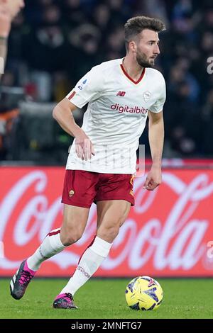 Naples, Italie. 29th janvier 2023. Bryan Cristante d'AS Roma pendant la série Un match entre Naples et Roma au Stadio Diego Armando Maradona, Naples, Italie, le 29 janvier 2023. Credit: Giuseppe Maffia/Alay Live News Banque D'Images