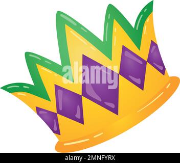 Icône en forme de couronne mardi de couleur isolée conception plate Vector Illustration de Vecteur