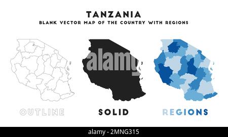 Carte de la Tanzanie. Frontières de la Tanzanie pour votre infographie. Forme vectorielle du pays. Illustration vectorielle. Illustration de Vecteur