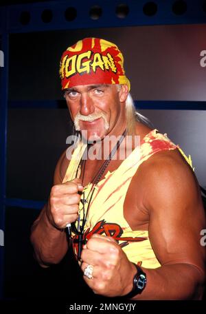 **PHOTO DE FICHIER** Hulk Hogan ne semble pas pouvoir sentir le corps inférieur après la chirurgie du dos. HULK HOGAN JAN 1996 N.A.T.P.E. Convention TV LAS VEGAS crédit: Walter McBride/MediaPunch Banque D'Images