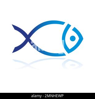 Blue Fish logo Vector Icon Illustration du signe en arrière-plan blanc isolé Illustration de Vecteur