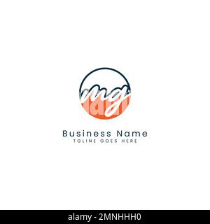 M, G, MG lettre initiale manuscrite et modèle d'image vectorielle de signature en forme de logo rond Illustration de Vecteur