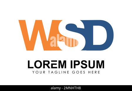 Monogramme logo Vector lettres initiales WSD Illustration du signe sur fond blanc isolé Illustration de Vecteur