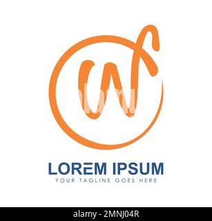 Monogramme logo lettres initiales WF Vector Illustration du signe sur fond blanc isolé Illustration de Vecteur