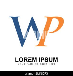 Monogramme logo Vector lettres initiales WP Illustration du signe sur fond blanc isolé Illustration de Vecteur