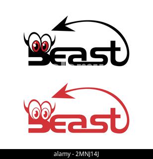 Illustration du signe du logo Beast Wordmark en fond blanc isolé Illustration de Vecteur