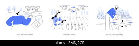 Drones agricoles illustrations vectorielles abstraites de concept. Illustration de Vecteur