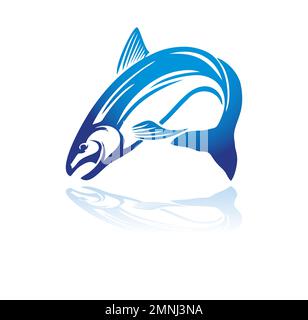 Blue Fish logo Vector Icon Illustration du signe en arrière-plan blanc isolé Illustration de Vecteur
