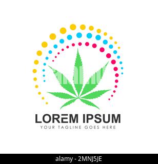 Medical Herb Cannabis feuille logo Vector icône symbole illustration en fond blanc isolé Illustration de Vecteur