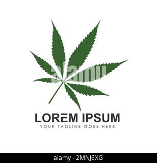 Medical Herb Cannabis feuille logo Vector icône symbole illustration en fond blanc isolé Illustration de Vecteur