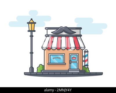 Illustration du Barbershop Store sur fond blanc au format vectoriel Illustration de Vecteur
