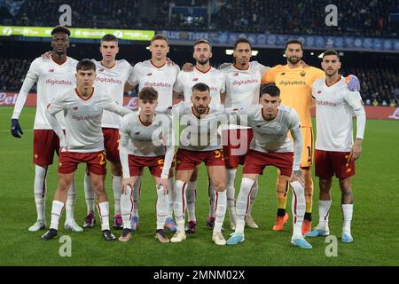 Naples, Italie. 29th janvier 2023. La formation de Rome pendant la série Un match entre SSC Napoli v AS Roma au Stadio Diego Armando Maradona crédit: Agence de photo indépendante/Alamy Live News Banque D'Images