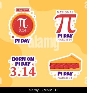 Étiquette de la Journée mondiale Pi avec constantes mathématiques ou dessin à la main du dessin animé à la main du dessin animé Sweet Pie Illustration de Vecteur