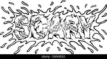 Monster effrayant texte lettrage à la main mots monochromes illustrations vectorielles pour votre logo de travail, t-shirt de marchandise, autocollants et dessins d'étiquettes, affiche Illustration de Vecteur