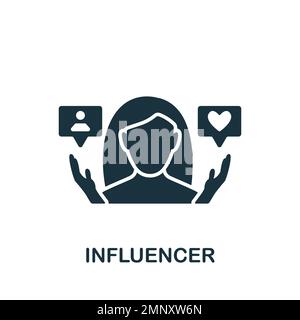 Icône influenceur. Affiche monochrome simple de la collection de blogging. Icône d'influenceur pour le logo, les modèles, la conception Web et les infographies. Illustration de Vecteur