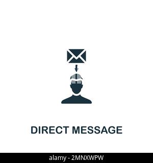 Icône de message direct. Affiche monochrome simple de la collection de blogging. Icône de message direct pour le logo, les modèles, la conception Web et les infographies. Illustration de Vecteur
