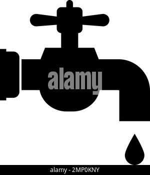 Icône représentant un robinet d'eau et une chute d'eau. Utilisation du robinet d'eau. Vecteur modifiable. Illustration de Vecteur