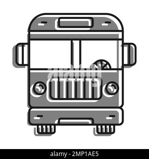 American School bus. 1 septembre est le début de l'année scolaire. Linéaire rempli d'une icône de couleur grise. Vecteur noir et blanc simple Illustration de Vecteur