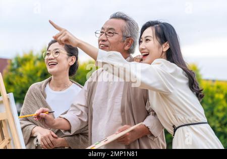 Famille dans la mise en plan Banque D'Images