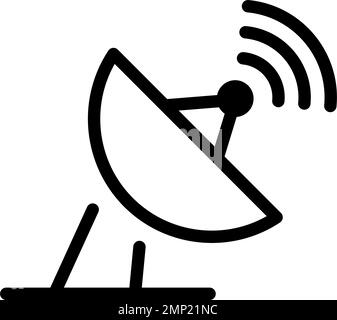 Antenne parabolique simple et icône d'onde radio. Vecteur modifiable. Illustration de Vecteur