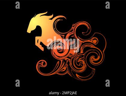 Magnifique animal abstrait cheval étalon saut silhouette peinture papier peint ou arrière-plan Illustration de Vecteur