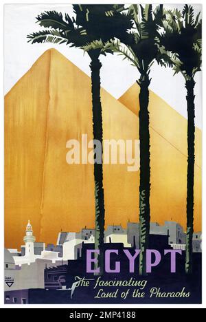 Égypte. Le pays fascinant des pharaons par Ihap Hulusi Görey (1898-1986). Affiche publiée en 1937. Banque D'Images