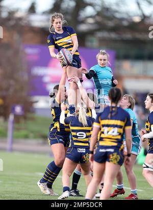 29.01.2023 Loughborough, Angleterre. Rugby Union. Au cours du match joué entre Leicester Tigers Ladies et Loughborough Ladies dans le championnat RFC Women’s Championship North 1 à l'université de Loughborough. © Phil Hutchinson Banque D'Images