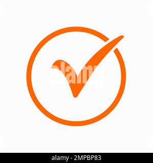 Icône Oui. Le style d'illustration vectorielle est un symbole emblématique plat, de couleur orange, sur fond transparent. Conçu pour les interfaces Web et logicielles. Illustration de Vecteur