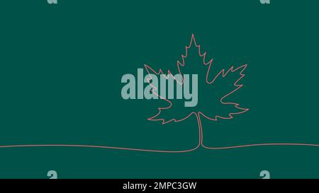 Concept de symbole de feuille d'érable canadienne continue à une ligne. Silhouette automne feuilles acer arbre. Vecteur de mise en plan d'esquisse numérique blanc à une ligne Illustration de Vecteur