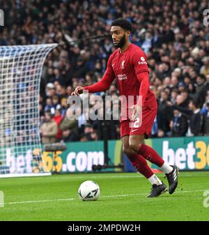 Joe Gomez, de Liverpool, lors du quatrième tour de la coupe Emirates FA entre Brighton & Hove Albion et Liverpool au stade de la communauté American Express, Brighton, Royaume-Uni - 29th janvier 2023. Photo Simon Dack/Telephoto Images usage éditorial uniquement. Pas de merchandising. Pour les images de football, les restrictions FA et Premier League s'appliquent inc. Aucune utilisation Internet/mobile sans licence FAPL - pour plus de détails, contactez football Dataco Banque D'Images