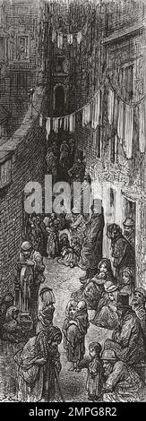 Orange court, Drury Lane, Londres au 19th siècle où il faisait partie des pires bidonvilles de la ville. Après une illustration de Gustave doré dans l'édition américaine de Londres 1890: Un pèlerinage écrit par Blanchard Jerrold et illustré par Gustave doré. Banque D'Images