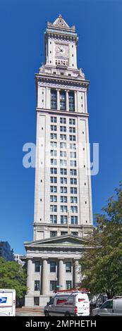 Le site de Boston Custom House Tower, construit en 1915 au sommet de la Custom House de 1847, est maintenant un hôtel Marriott en copropriété dans le quartier financier. Banque D'Images