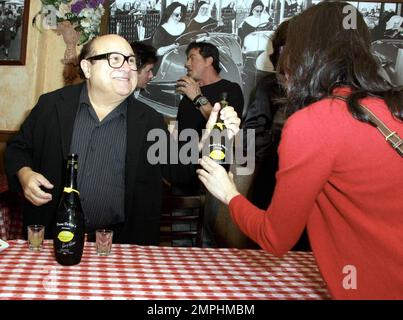 Danny DeVito participe à un événement célébrant l'achat par Planet Hollywood de la chaîne de restaurants italiens Buca di Beppo. L'événement a également célébré l'ouverture du restaurant Buca de Beppo à Universal CityWalk à Hollywood. Buca di Beppo servira maintenant la nouvelle liqueur Premium de Limoncello de Danny DeVito, avec une partie du produit des ventes de Limoncello qui profitera à la Heart Association. Los Angeles, Californie. 1/28/09. Banque D'Images