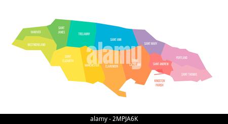 Jamaïque carte politique des divisions administratives Illustration de Vecteur