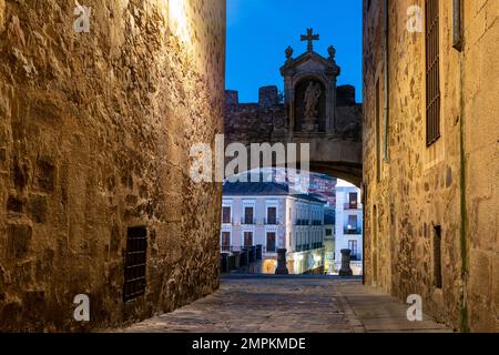 Imágenes tomadas a la entrada de la Ciudad Monumental de Cáceres, Patrimonio de la Humanidad por la UNESCO desde 1986 Banque D'Images