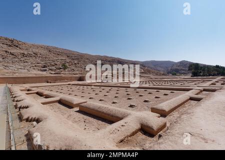 Une vue aérienne des détails architecturaux du château de Persepolis Banque D'Images