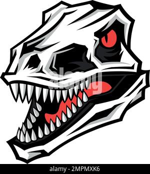 Velociraptor (Dinosaur) dessin de personnage de dessin animé de skull Illustration de Vecteur