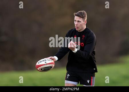 Cardiff, Royaume-Uni. 31st janvier 2023. Liam Williams du pays de Galles lors de la session de rugby au pays de Galles, Vale of Glamorgan, le mardi 31st janvier 2023. L'équipe se prépare pour le match de championnat Guinness des six nations contre l'Irlande cette semaine. photo par Andrew Orchard/Andrew Orchard sports photographie/ Alamy Live News crédit: Andrew Orchard sports photographie/Alamy Live News Banque D'Images